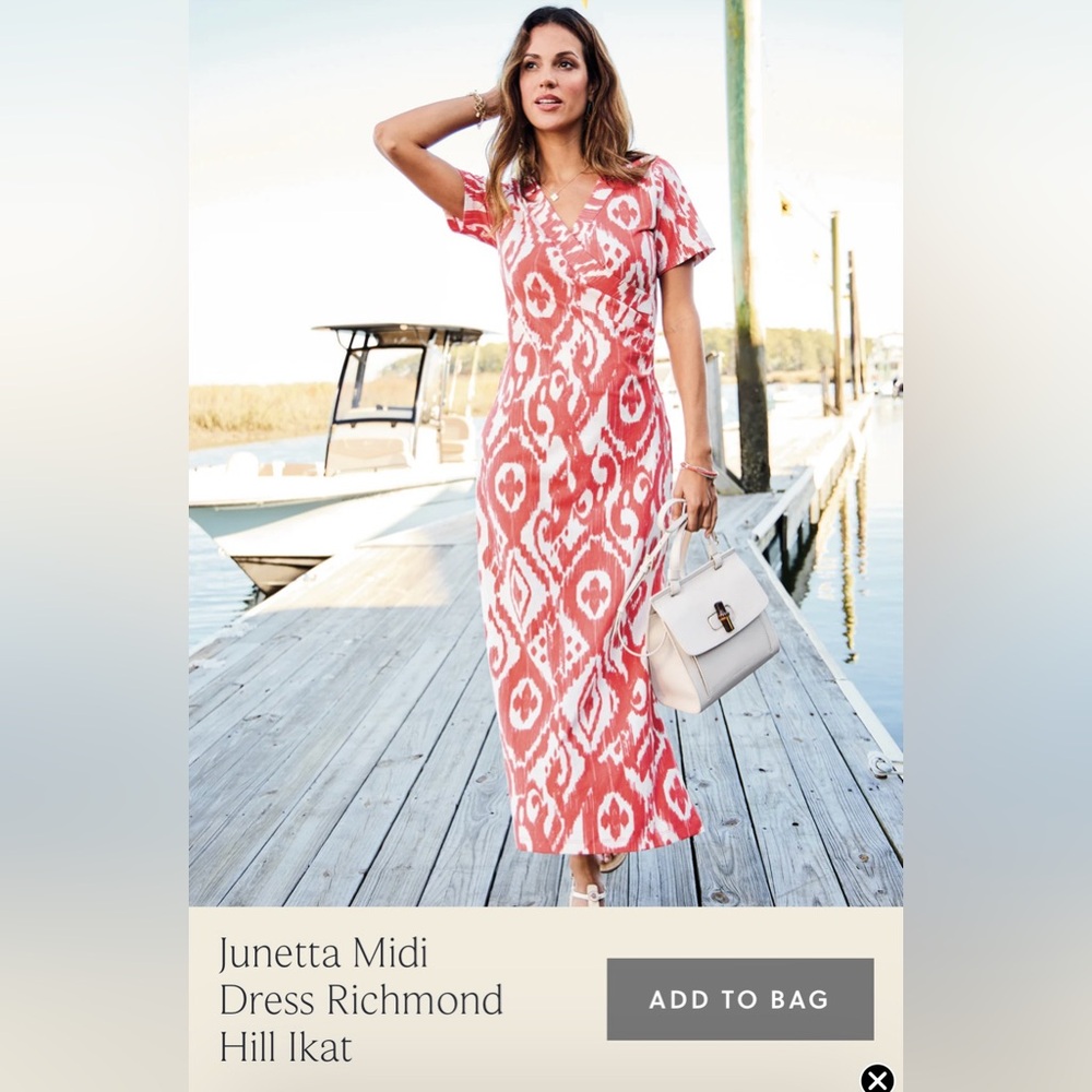 Spartina 449 Red and Cream Midi Dress